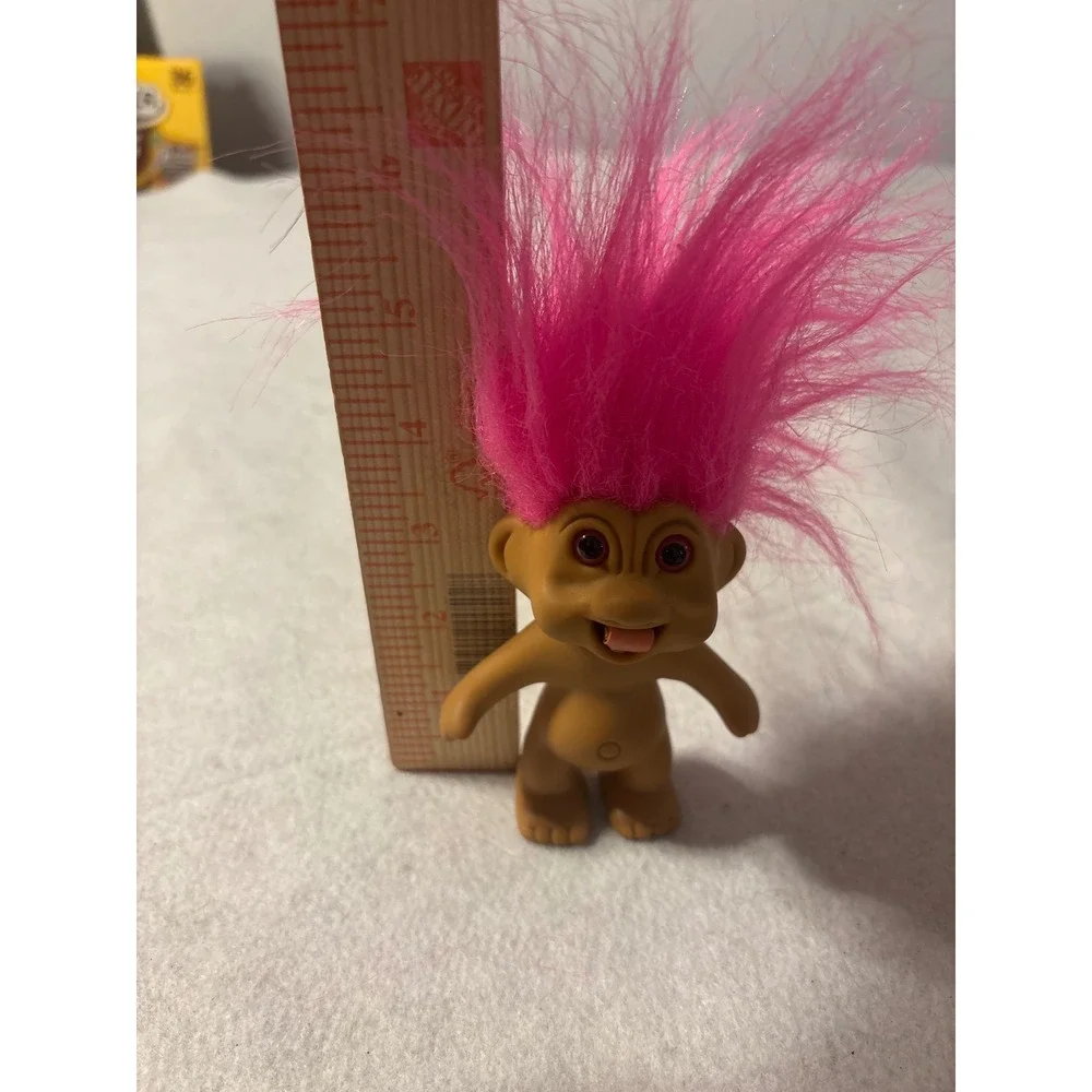 Vintage 1991 TNT Troll Doll Pink Hair Red Eyes Tongue Out 3 Inch Collectible Toy